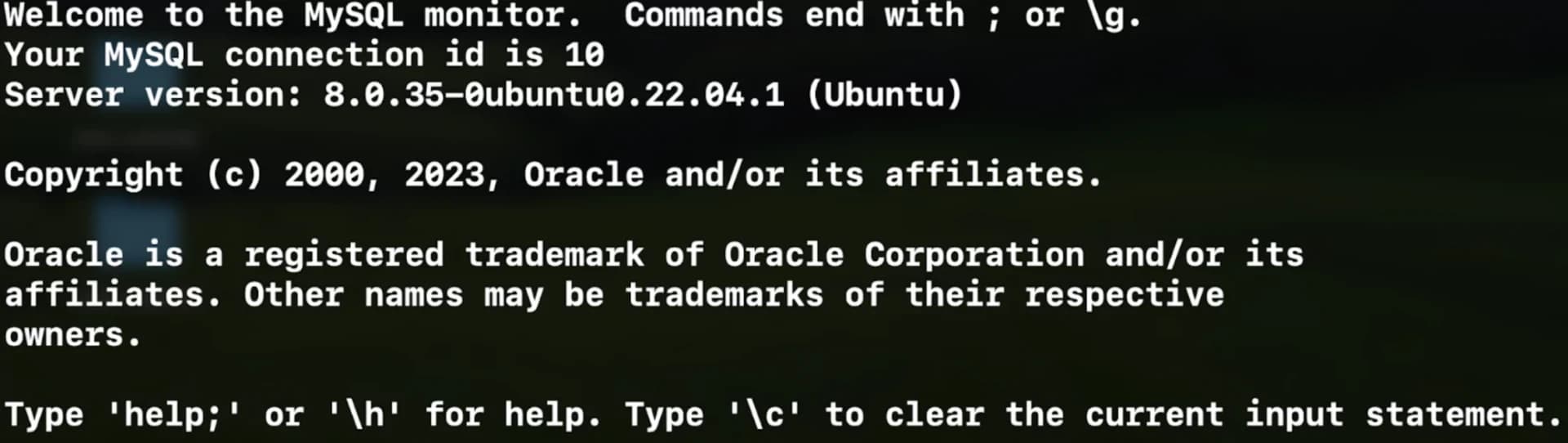 welcome to mysql